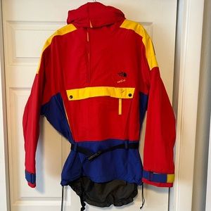 1980s vintage NORTH FACE extreme GORETEX colorblock M ski VERTICAL jacket HOODED